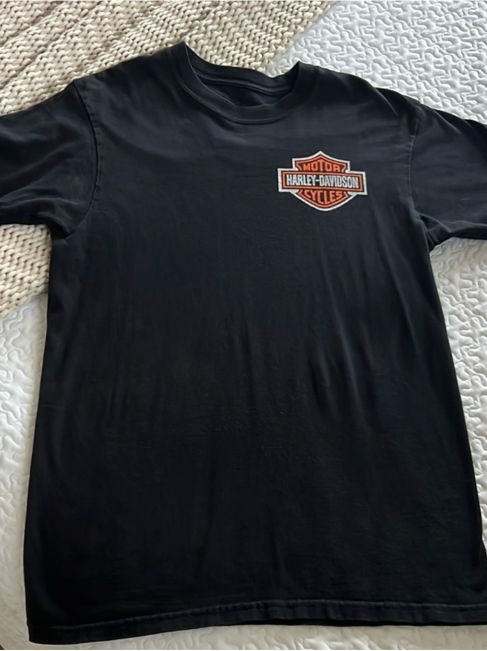 Harley-Davidson Black T-Shirt with Orange Logo Patch